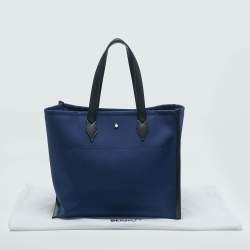Montblanc Dark Blue/Black Canvas and Leather Blue Spirit Tote