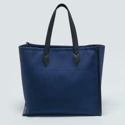 Montblanc Dark Blue/Black Canvas and Leather Blue Spirit Tote