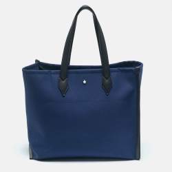 Montblanc Dark Blue/Black Canvas and Leather Blue Spirit Tote