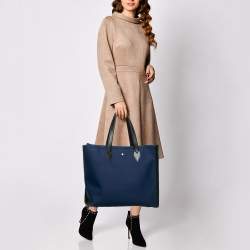 Montblanc Dark Blue/Black Canvas and Leather Blue Spirit Tote