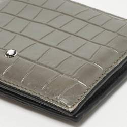 Pre Owned Montblanc Grey Croc Embossed Leather Meisterstuck Bifold