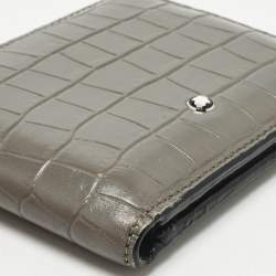 Pre Owned Montblanc Grey Croc Embossed Leather Meisterstuck Bifold