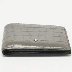 Pre Owned Montblanc Grey Croc Embossed Leather Meisterstuck Bifold