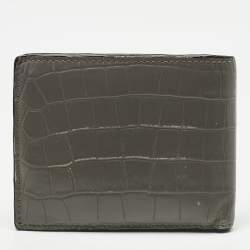 Pre Owned Montblanc Grey Croc Embossed Leather Meisterstuck Bifold