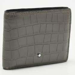 Pre Owned Montblanc Grey Croc Embossed Leather Meisterstuck Bifold