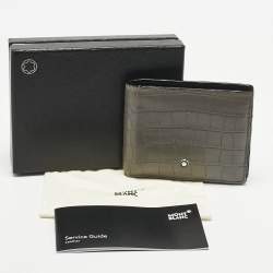 Pre Owned Montblanc Grey Croc Embossed Leather Meisterstuck Bifold