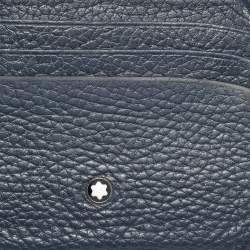 Pre Owned Montblanc Navy Blue Leather Meisterstuck Card Holder 