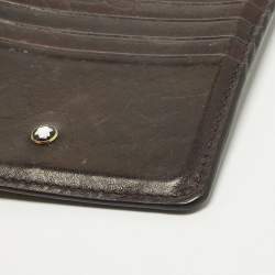 Pre Owned محفظة بطاقات مون بلان مايسنترستك جلد بني بسحاب