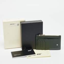 Pre Owned Montblanc Meisterstuck Dark Green Leather Zip Card Holder
