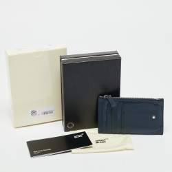 Pre Owned Montblanc Meisterstuck Navy Blue Leather Zip Card Holder