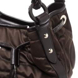 Pre Owned Montblanc Brown Nylon and Leather Starisma Dalila Drawstring Hobo