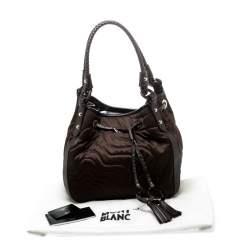 Pre Owned Montblanc Brown Nylon and Leather Starisma Dalila Drawstring Hobo