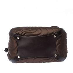 Pre Owned Montblanc Brown Nylon and Leather Starisma Dalila Drawstring Hobo