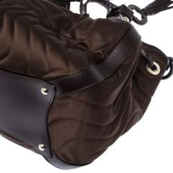 Pre Owned Montblanc Brown Nylon and Leather Starisma Dalila Drawstring Hobo
