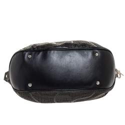 Pre Owned Montblanc Black Laser Cut Leather Starisma Alcina Hobo