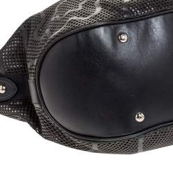Pre Owned Montblanc Black Laser Cut Leather Starisma Alcina Hobo