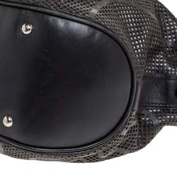 Pre Owned Montblanc Black Laser Cut Leather Starisma Alcina Hobo
