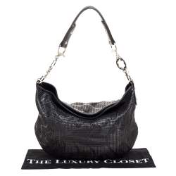 Pre Owned Montblanc Black Laser Cut Leather Starisma Alcina Hobo