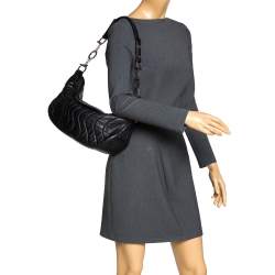 Pre Owned Montblanc Black Leather Starisma Alcina Hobo