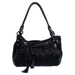 Montblanc Black Nylon and Leather Starisma Dalila Drawstring Hobo