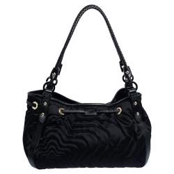 Montblanc Black Nylon and Leather Starisma Dalila Drawstring Hobo