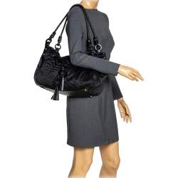 Montblanc Black Nylon and Leather Starisma Dalila Drawstring Hobo