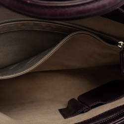 Pre Owned Montblanc Purple Leather Top Zip Tote