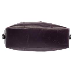 Pre Owned Montblanc Purple Leather Top Zip Tote
