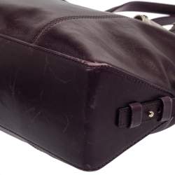 Pre Owned Montblanc Purple Leather Top Zip Tote