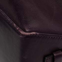 Pre Owned Montblanc Purple Leather Top Zip Tote