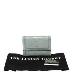Montblanc Blue Croc Embossed Leather Trifold Wallet