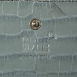 Montblanc Blue Croc Embossed Leather Trifold Wallet