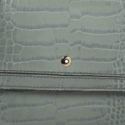 Montblanc Blue Croc Embossed Leather Trifold Wallet