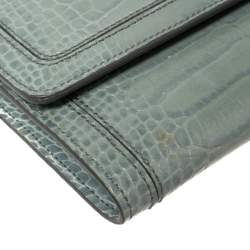 Montblanc Blue Croc Embossed Leather Trifold Wallet