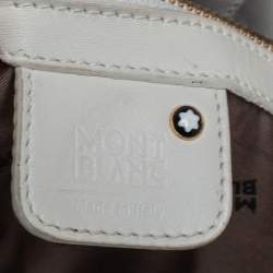 Pre Owned Montblanc Off White Nylon and Leather Starisma Dalila Drawstring Hobo