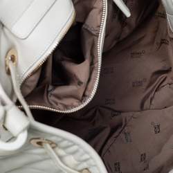 Pre Owned Montblanc Off White Nylon and Leather Starisma Dalila Drawstring Hobo