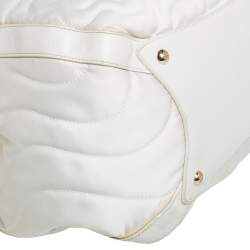 Pre Owned Montblanc Off White Nylon and Leather Starisma Dalila Drawstring Hobo