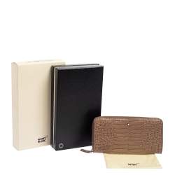 Montblanc Beige Croc Embossed Leather Boheme Zip Around Wallet