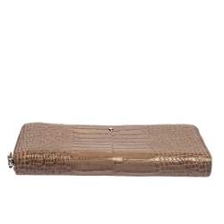 Montblanc Beige Croc Embossed Leather Boheme Zip Around Wallet