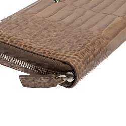 Montblanc Beige Croc Embossed Leather Boheme Zip Around Wallet