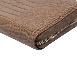 Montblanc Beige Croc Embossed Leather Boheme Zip Around Wallet