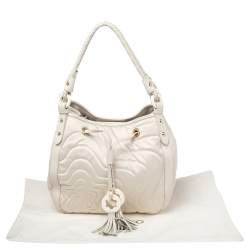 Montblanc Off White Nylon and Leather Starisma Dalila Drawstring Hobo