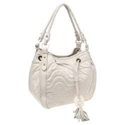 Montblanc Off White Nylon and Leather Starisma Dalila Drawstring Hobo