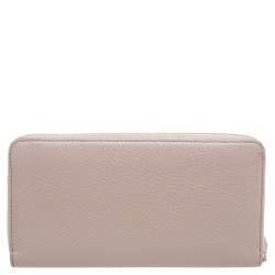 Pre Owned Montblanc Beige Leather Meisterstuck Zip Around Wallet