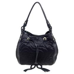 Montblanc Black Nylon and Leather Starisma Dalila Drawstring Hobo