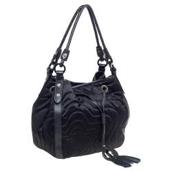 Montblanc Black Nylon and Leather Starisma Dalila Drawstring Hobo