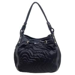 Montblanc Black Nylon and Leather Starisma Dalila Drawstring Hobo