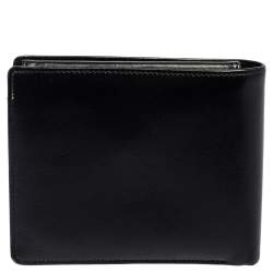 Pre Owned محفظة مون بلان ميستيرستوك جلد أسود ثنائية الطية