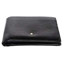 Pre Owned محفظة مون بلان ميستيرستوك جلد أسود ثنائية الطية