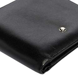 Pre Owned محفظة مون بلان ميستيرستوك جلد أسود ثنائية الطية